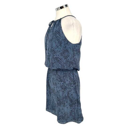 Parker Silk Halter Printed Mini Dress Blue Black Size Small - Picture 2 of 11